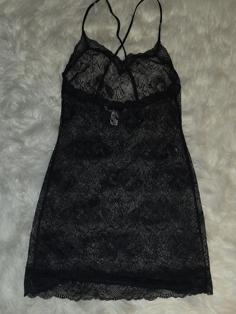 Victoria's Secret Black Sheer Lace Chemise SIZE S